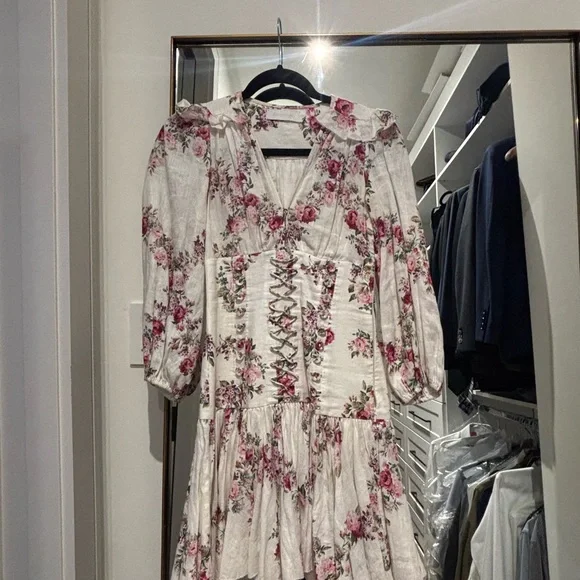 Zimmermann Floral Print Dress with Puff Sleeves size 0 - Picture 2 of 3